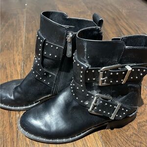 Black Studded Vegan Leather Ankle Boots
